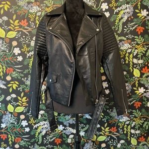 NWT Dressed in Lala Zodiac Vegan Leather Moto Jacket with Zips and Belt